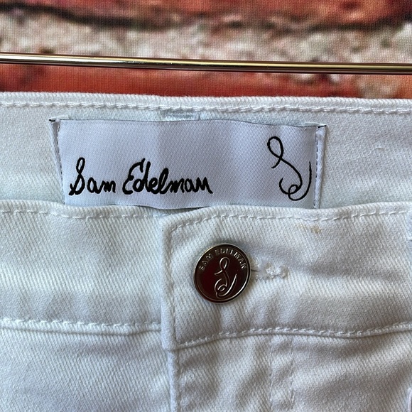 White Distressed Sam Edelman Linnie Kick Flare Jeans - Picture 10 of 17